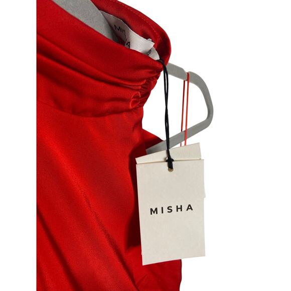 Misha Evianna Gown Maxi Dress Mock Neck Bow Gala Black Tie Formal Prom Size S - Picture 10 of 12